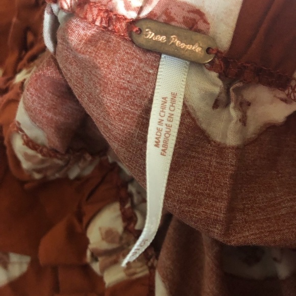 Free People Leanna Baja Bandeau Floral Printed Midi Dress Sz. XS  Brick Fall - Picture 9 of 11